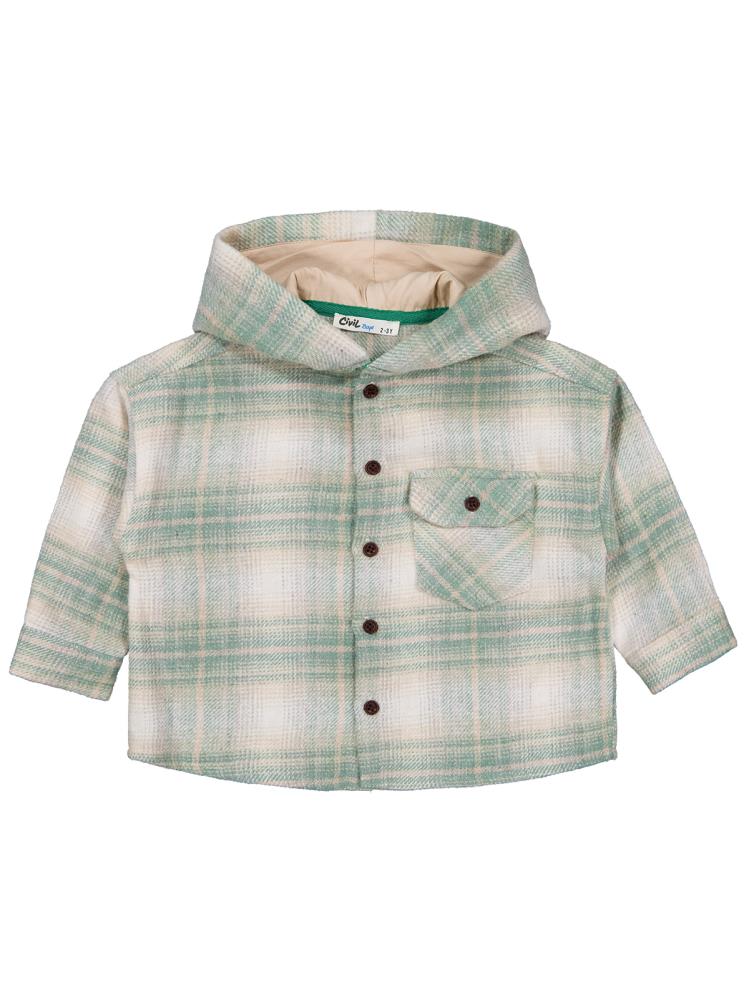 Civil Boys Kapşonlu Ekose 2-5 Yaş Gömlek - Haki