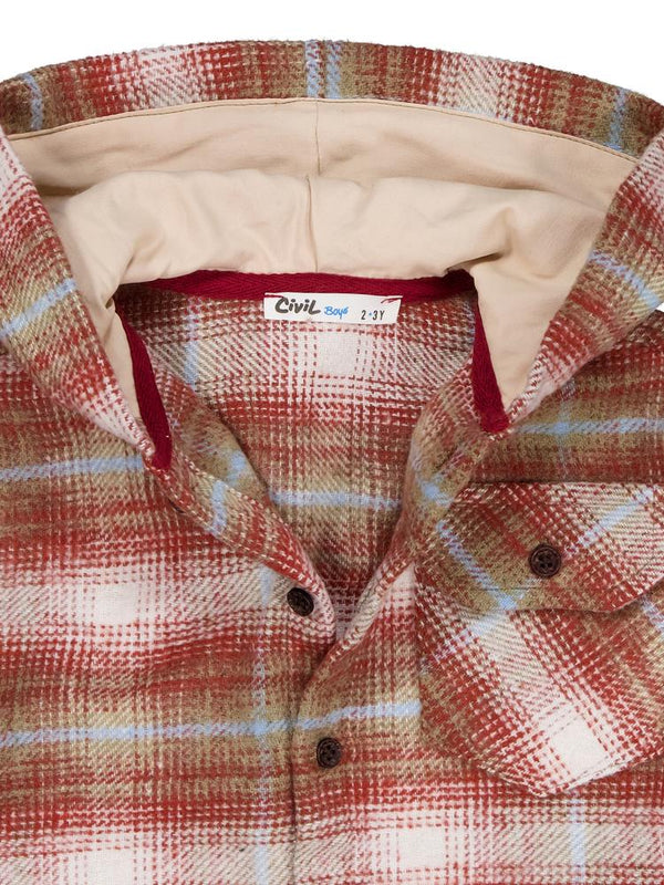 Civil Boys Kapşonlu Ekose 2-5 Yaş Gömlek - Turuncu