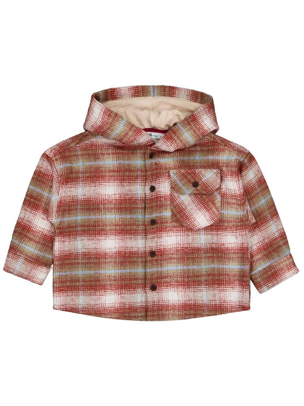 Civil Boys Kapşonlu Ekose 2-5 Yaş Gömlek - Turuncu