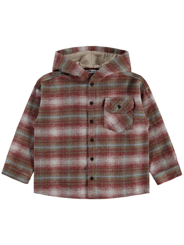 Civil Boys Kapşonlu Ekose 6-9 Yaş Gömlek - Turuncu