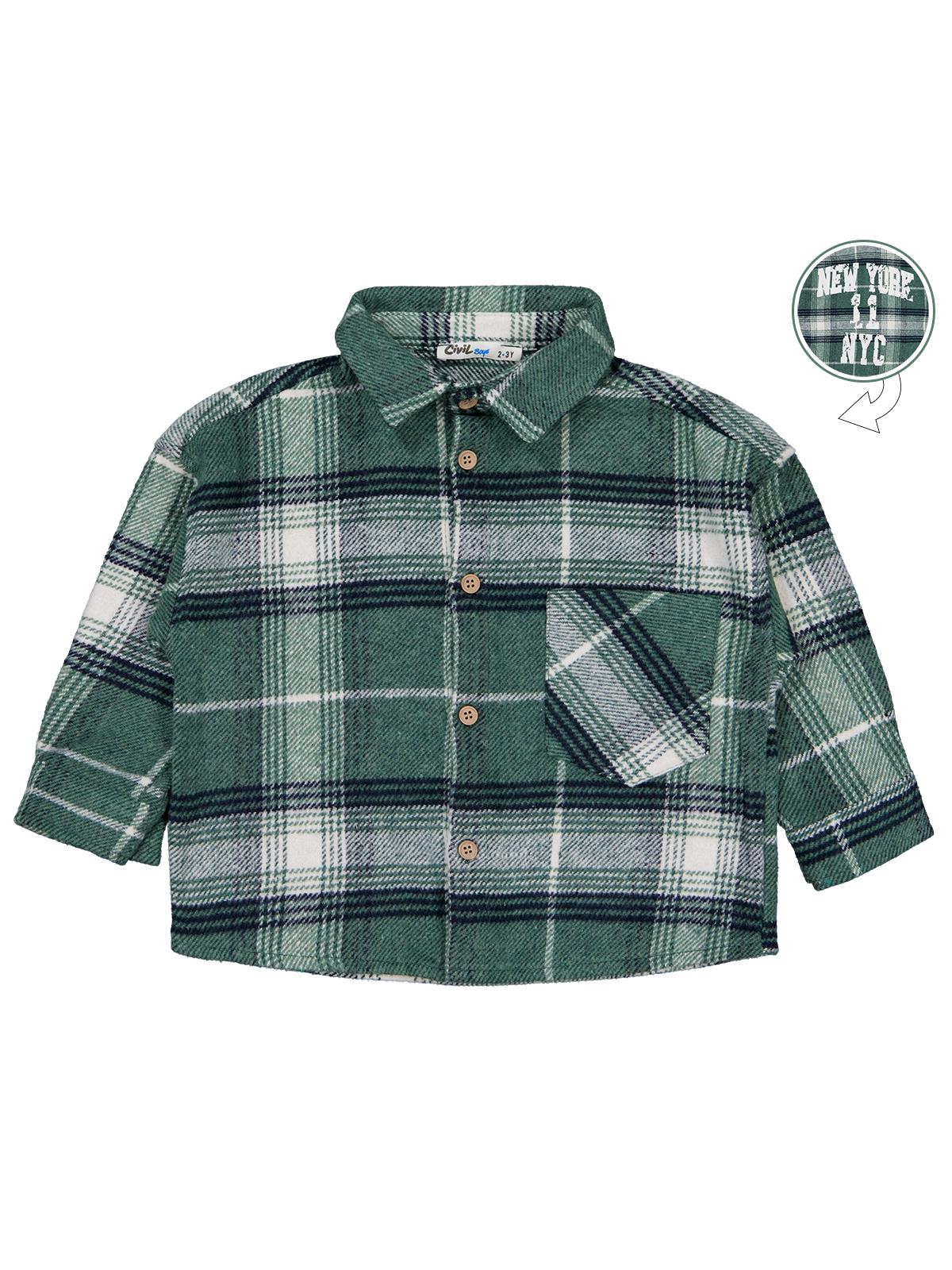 Civil Boys New York Baskılı 2-5 Yaş Gömlek - Yeşil