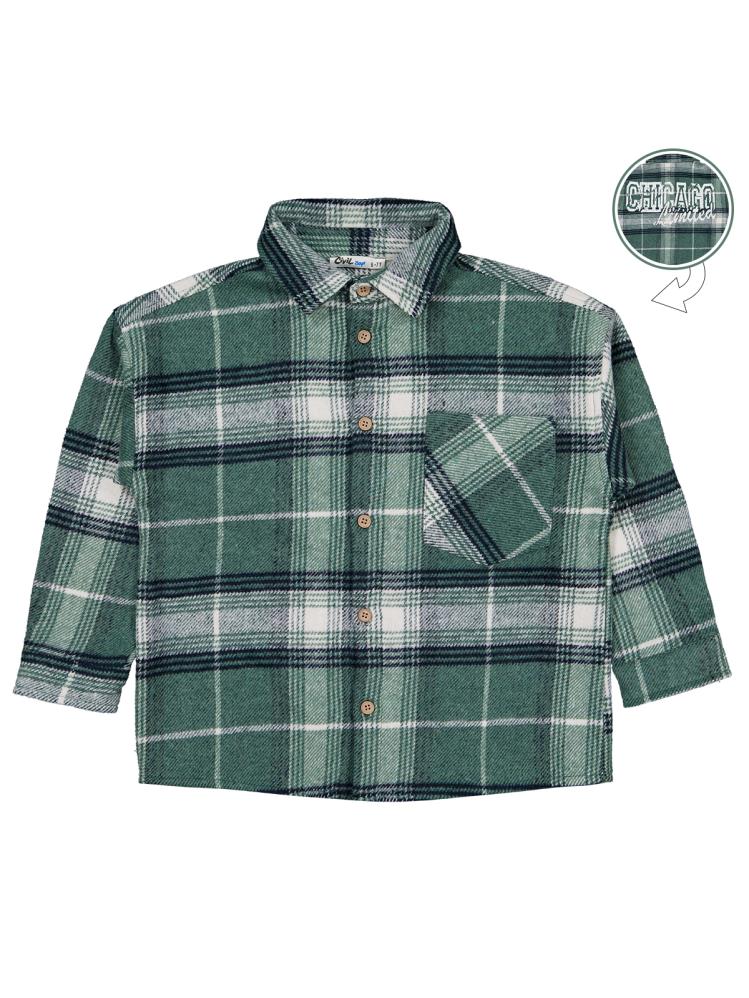 Civil Boys Chıcago Baskılı 6-9 Yaş Gömlek - Yeşil