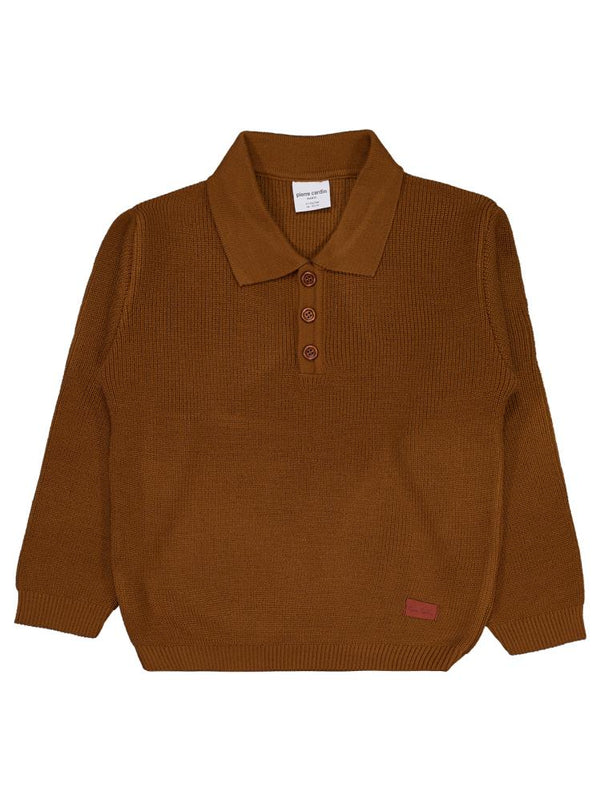 Pierre Cardin Gömlek Yaka Düğmeli 10-12 Yaş Kazak - Kahve