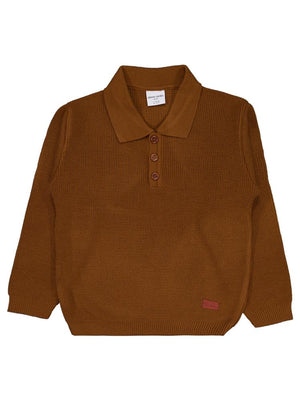 Pierre Cardin Gömlek Yaka Düğmeli 10-12 Yaş Kazak - Kahve