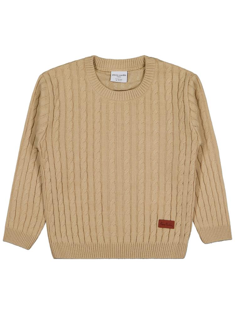 Pierre Cardin Bisiklet Yaka 6-9 Yaş Kazak - Bej