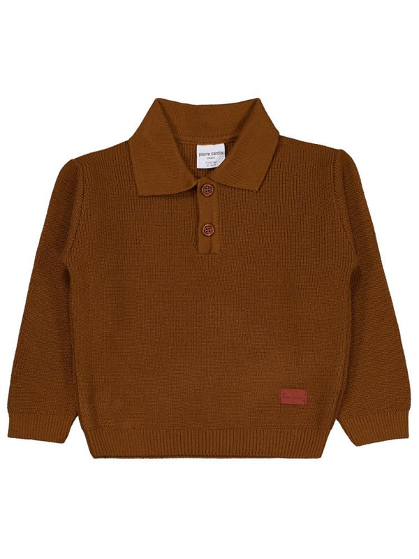 Pierre Cardin Gömlek Yaka Düğmeli 2-5 Yaş Kazak - Kahverengi