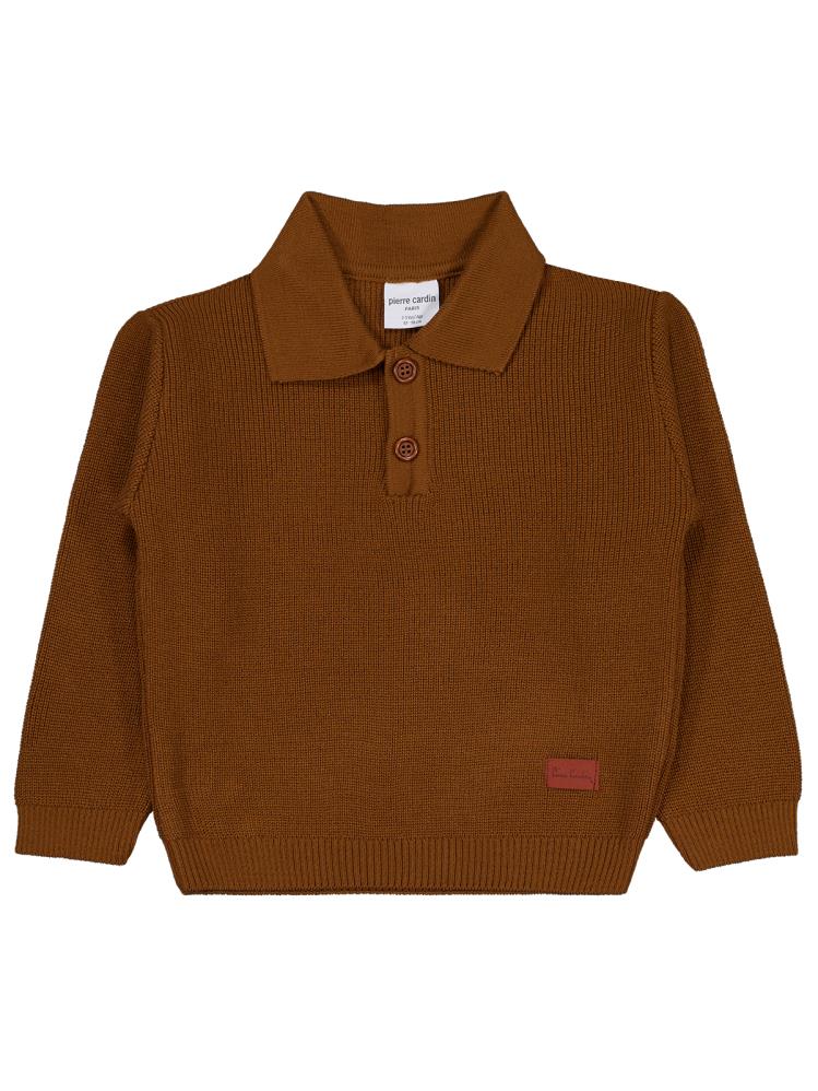 Pierre Cardin Gömlek Yaka Düğmeli 2-5 Yaş Kazak - Kahverengi