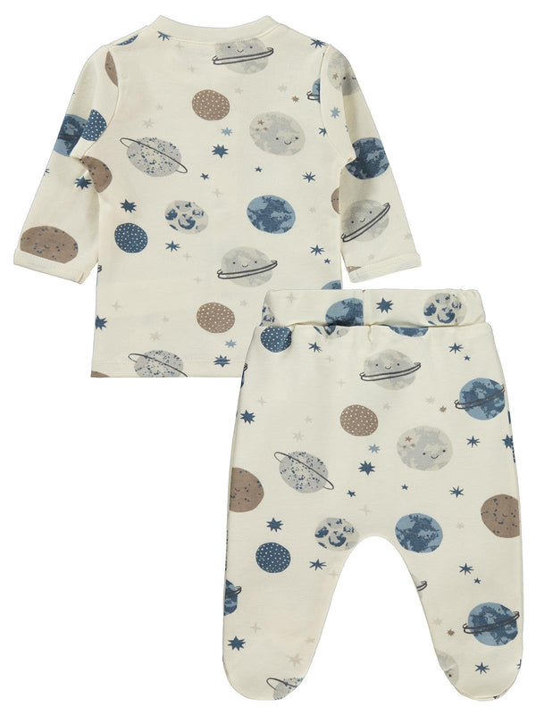 Civil Baby Gezegen Empirme 1-9 Ay Pijama Takımı - Ekru