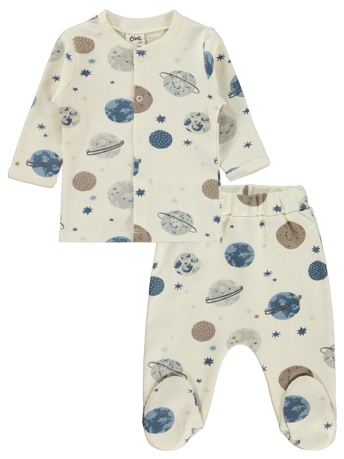 Civil Baby Gezegen Empirme 1-9 Ay Pijama Takımı - Ekru