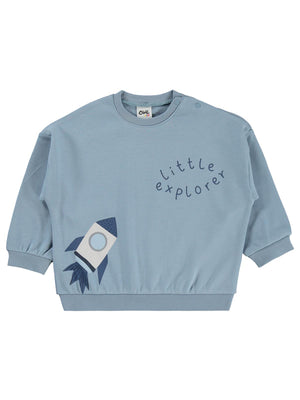 Civil Baby Little Explorer Baskılı 6-18 Ay Sweatshirt - Mavi