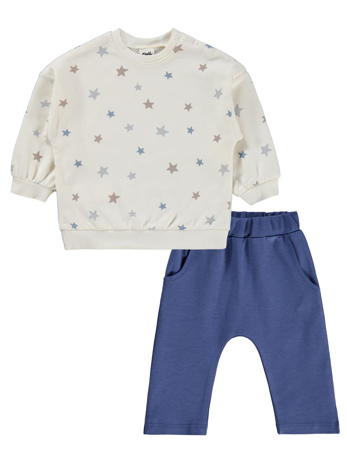 Civil Baby Yıldız Empirme 6-18 Ay Takım - Ekru