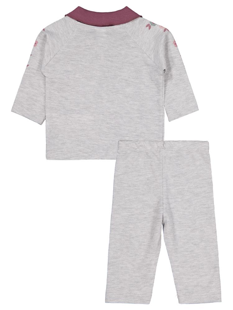 Civil Baby Kol Çiçek Baskılı 6-18 Ay Takım - Gri