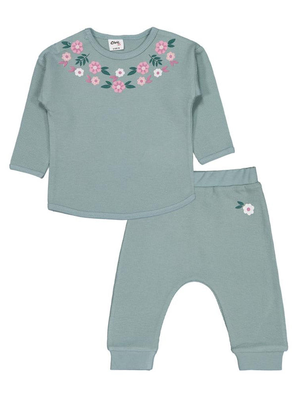 Civil Baby Çiçekler Baskılı 6-18 Ay Takım - Yeşil