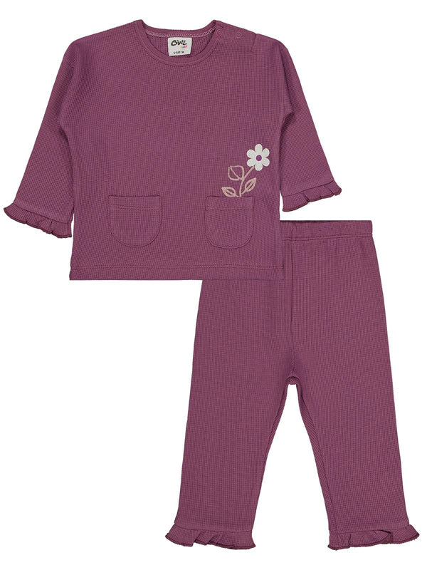 Civil Baby Cep Çiçek Baskılı 6-18 Ay Takım - Pembe