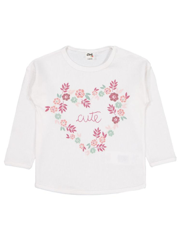 Civil Baby Cute Çiçek Baskılı 6-18 Ay Sweatshirt - Ekru