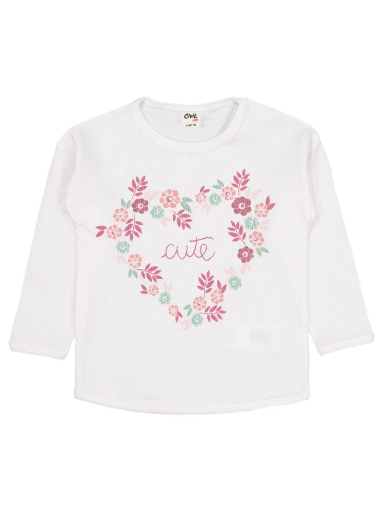 Civil Baby Cute Çiçek Baskılı 6-18 Ay Sweatshirt - Ekru