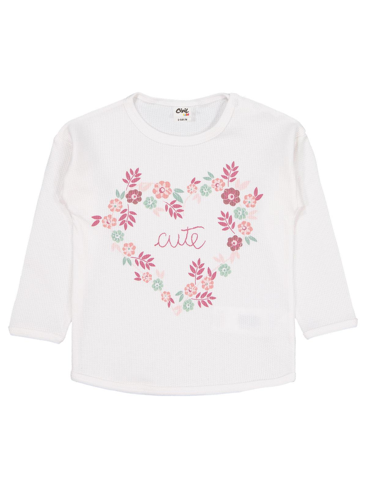 Civil Baby Cute Çiçek Baskılı 6-18 Ay Sweatshirt - Ekru