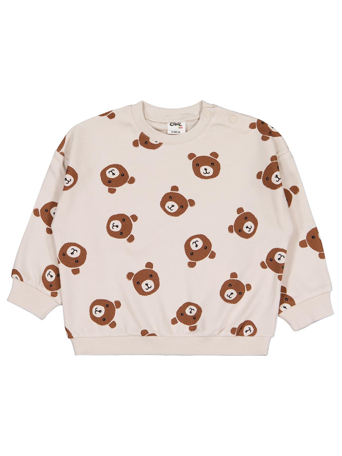 Civil Baby Ayı Baskı 6-18 Ay Sweatshirt - Bej