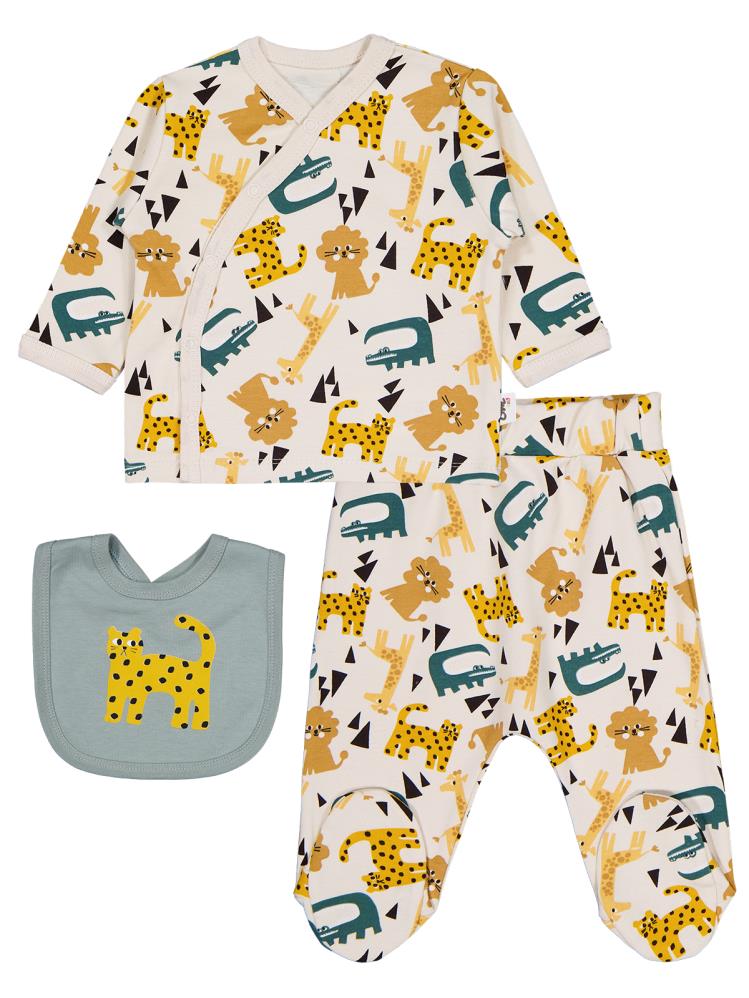 Civil Baby Hayvanlar Empirme 3lü 0-1 Ay Zıbın Takımları - Bej