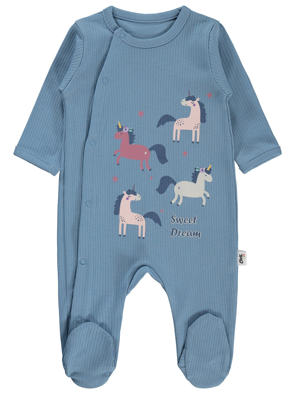 Civil Baby Unicorn Baskılı 1-9 AY Tulum - Mavi
