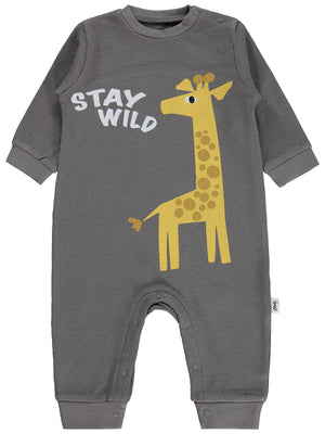 Civil Baby Zürafa Baskılı 6-18 Ay Tulum - Gri