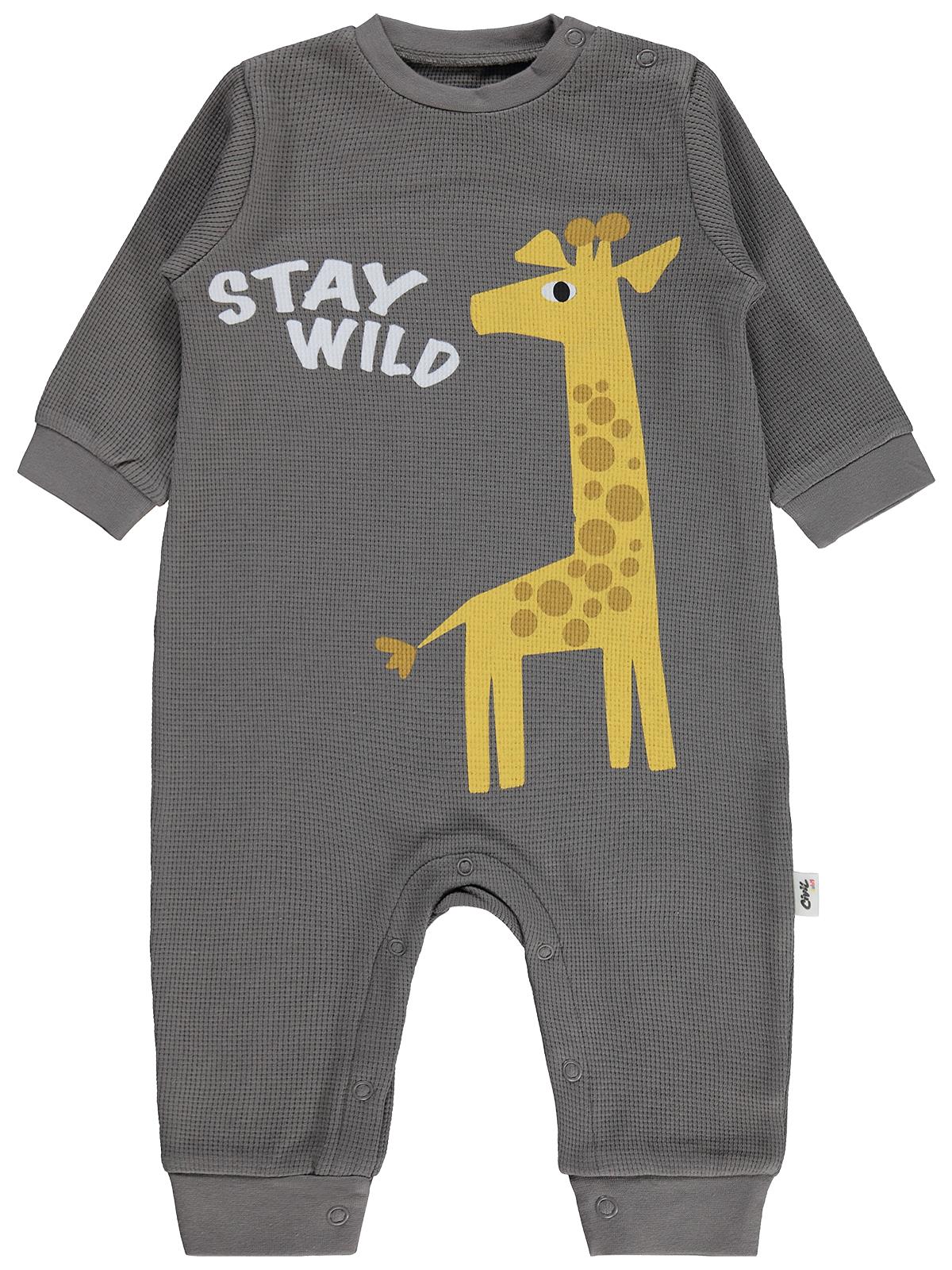 Civil Baby Zürafa Baskılı 6-18 Ay Tulum - Gri