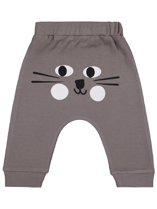 Civil Baby Kedi Yüz Baskılı 6-18 Ay Tek Alt Bebe - Gri