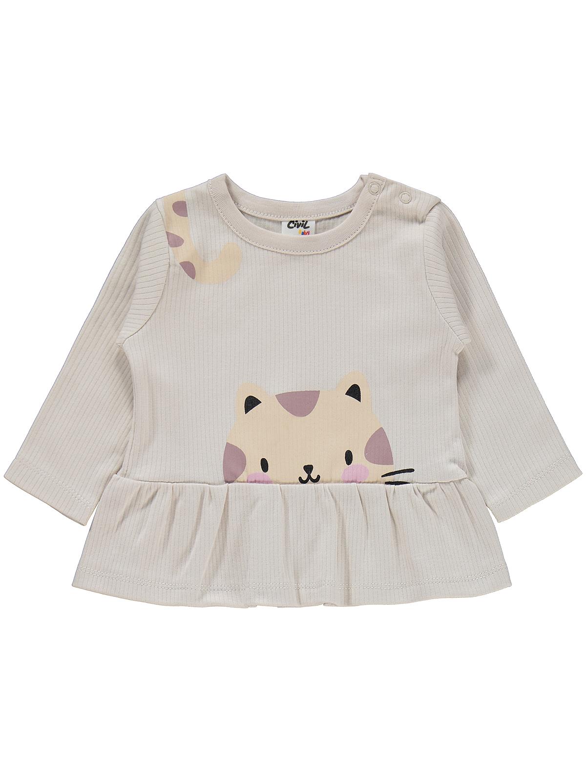 Civil Baby Kedi Yüz Baskılı 6-18 Ay Takım - Gri