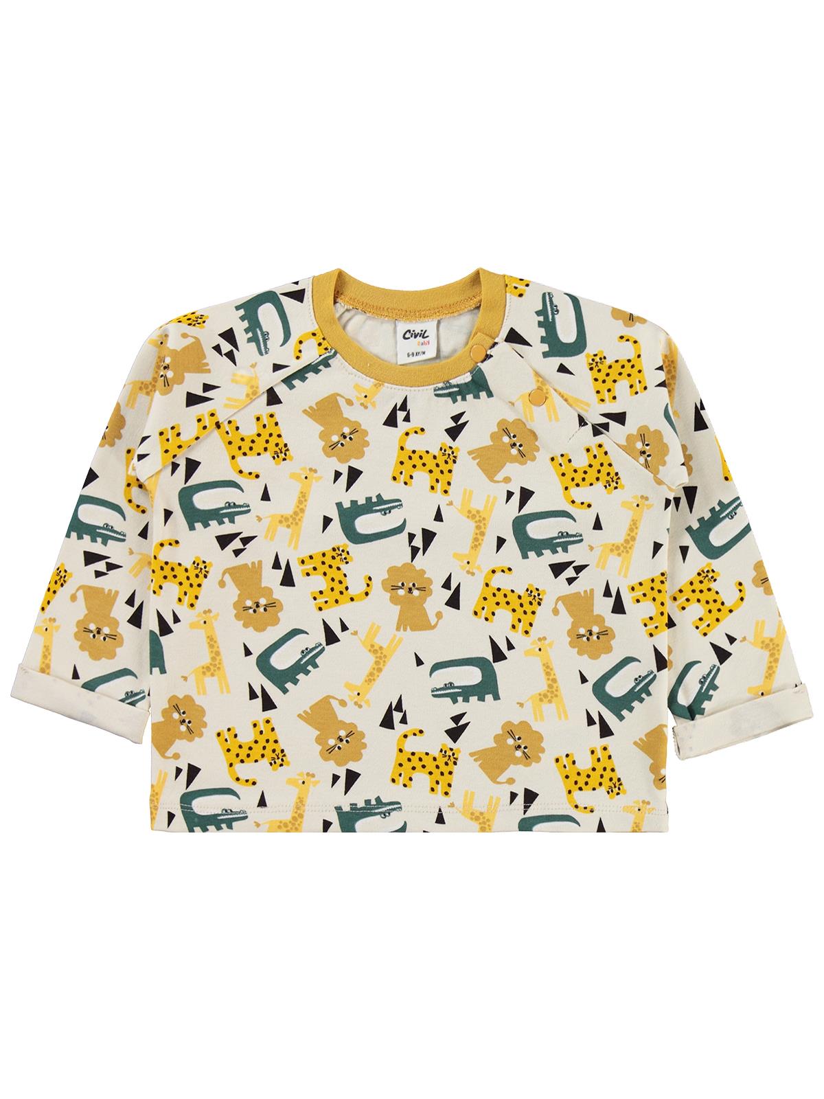 Civil Baby Hayvanlar Empirme Cepli 6-18 Ay Takım - Hardal