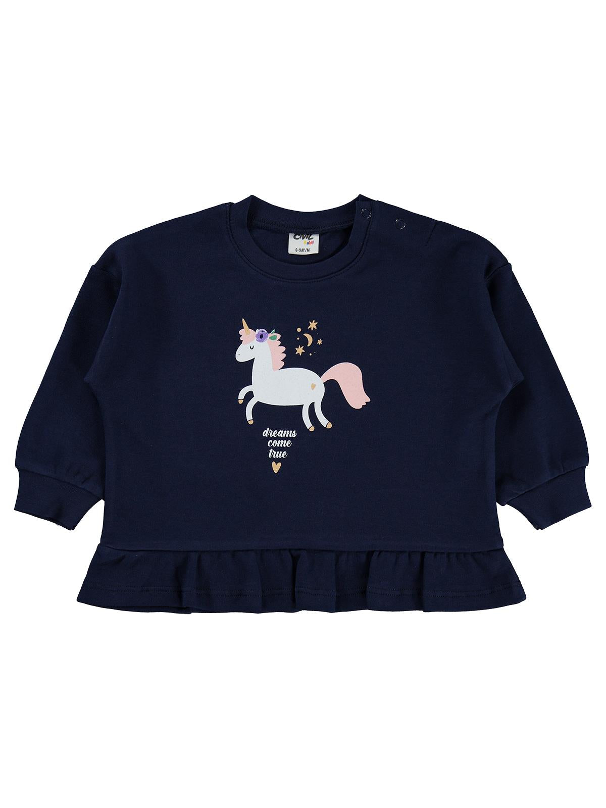Civil Baby Unicorn Baskılı 6-18 Ay Sweatshirt - Lacivert