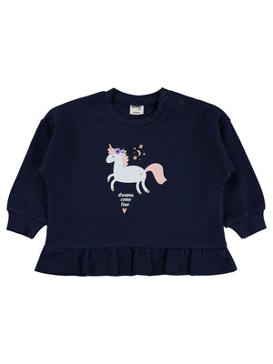 Civil Baby Unicorn Baskılı 6-18 Ay Sweatshirt - Lacivert