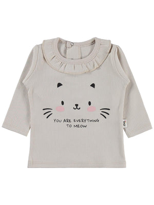 Civil Baby Kedi Yüz Baskılı 6-18 Ay Sweatshirt - Bej