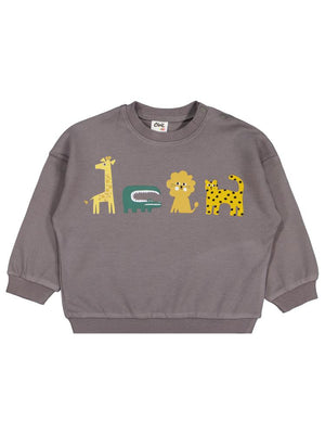 Civil Baby Hayvanlar Baskılı 6-18 Ay Sweatshirt - Gri