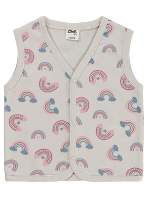 Civil Baby Gökkuşağı Empirme 6-18 Ay Yelek - Bej