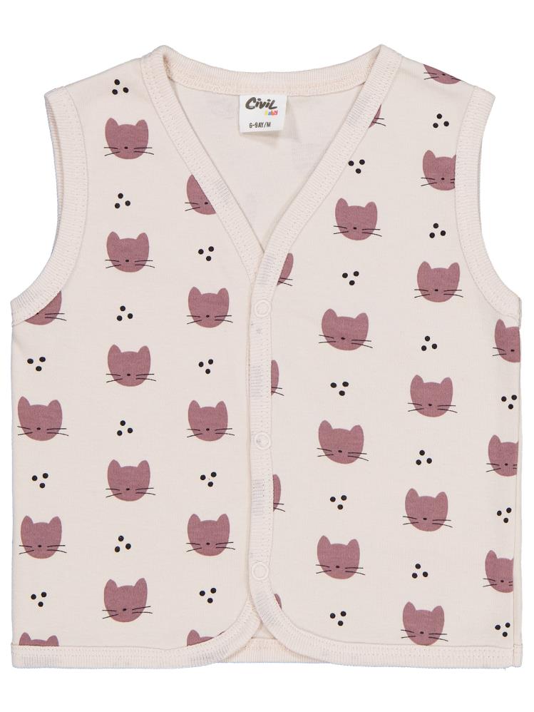 Civil Baby Kedi Empirme 6-18 Ay Yelek - Bej