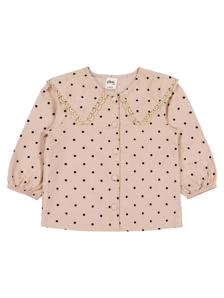 Civil Baby Puan Baskılı Kadife 6-18 Ay Gömlek - Bej