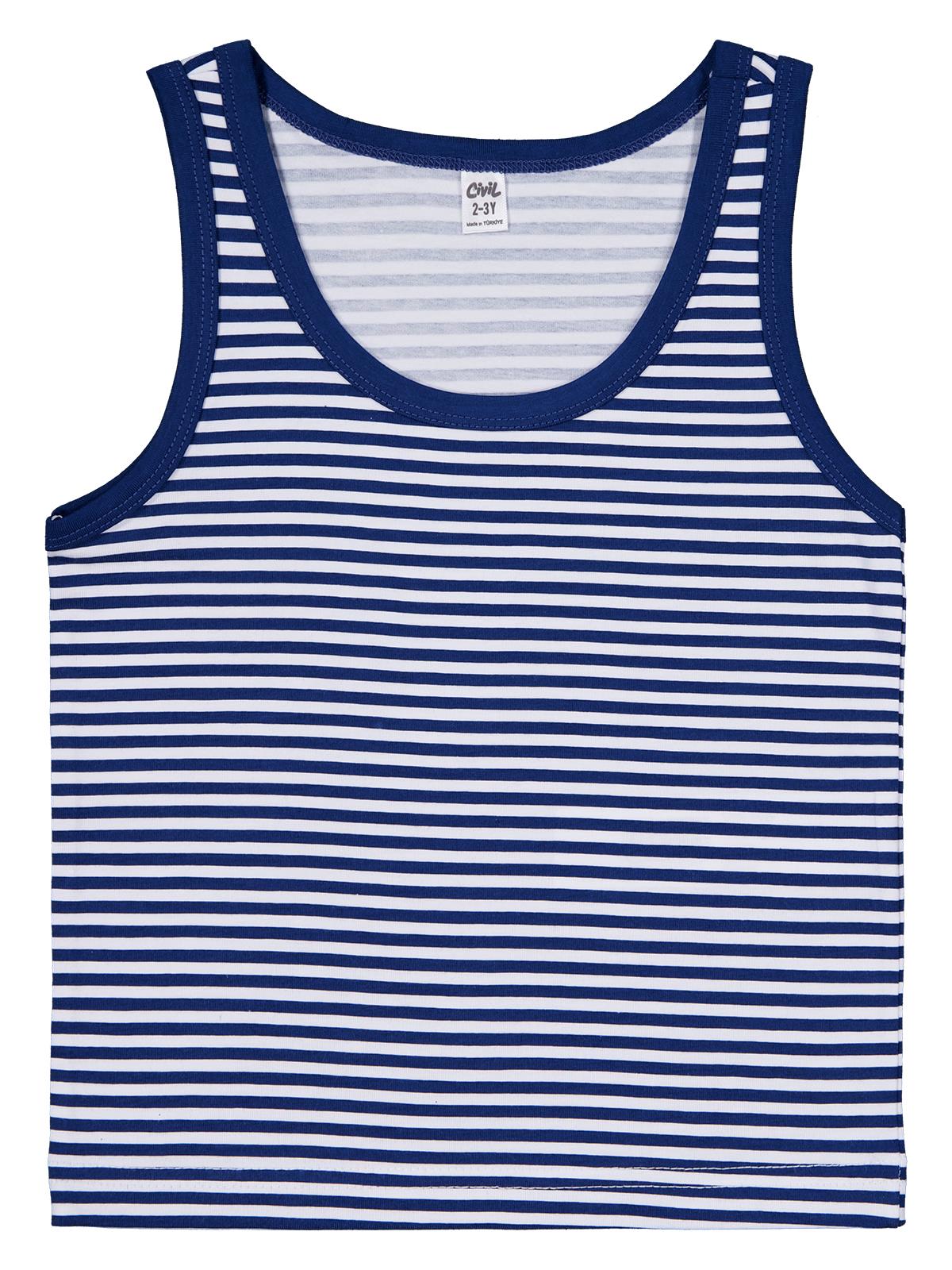 Civil Erkek Çocuk Sailor Erkek Çocuk 2'li Atlet | Likralı Süprem | Okul Kreş ve Günlük Kullanım