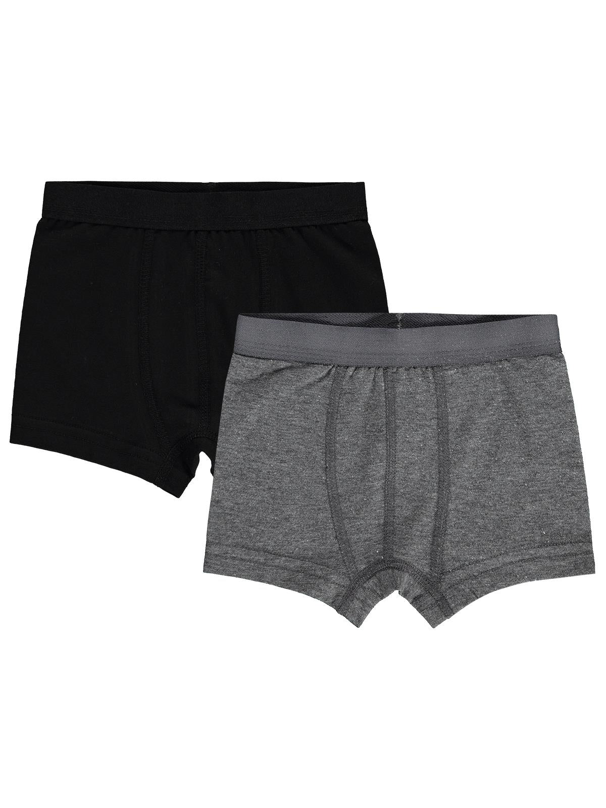 Civil Erkek Çocuk Gri-Siyah Erkek Çocuk 2'li Boxer | Likralı Süprem | Okul Kreş ve Günlük Kullanım