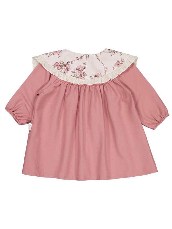 Civil Baby Çiçek Baskı Yakalı 6-18 Ay Elbise - Pudra