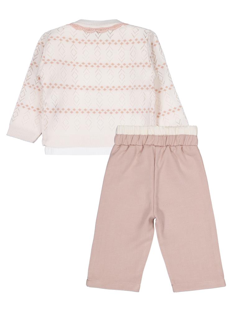 Pierre Cardin Triko Hırkalı 3'lü 6-18 Ay Takım - Pudra