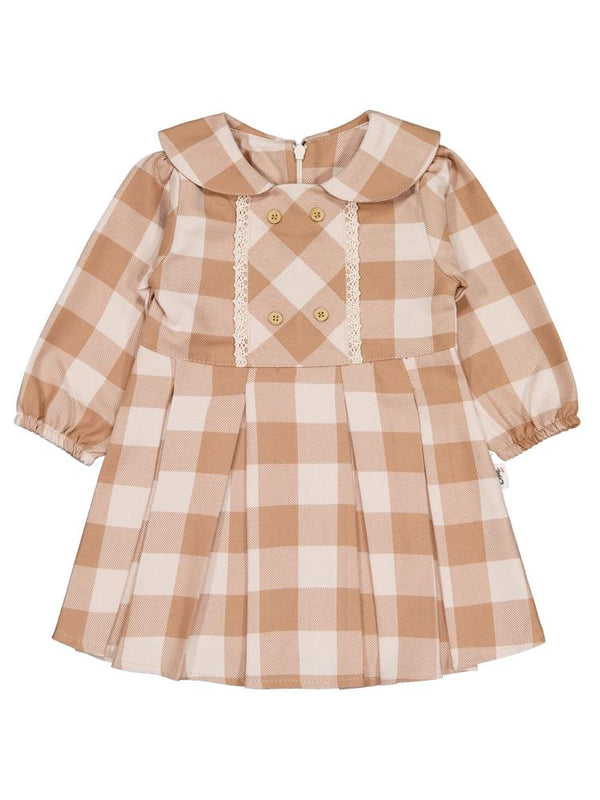 Civil Baby Dama Desen 6-18 Ay Elbise - Kahverengi