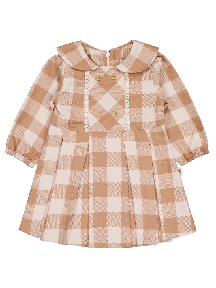 Civil Baby Dama Desen 6-18 Ay Elbise - Kahve