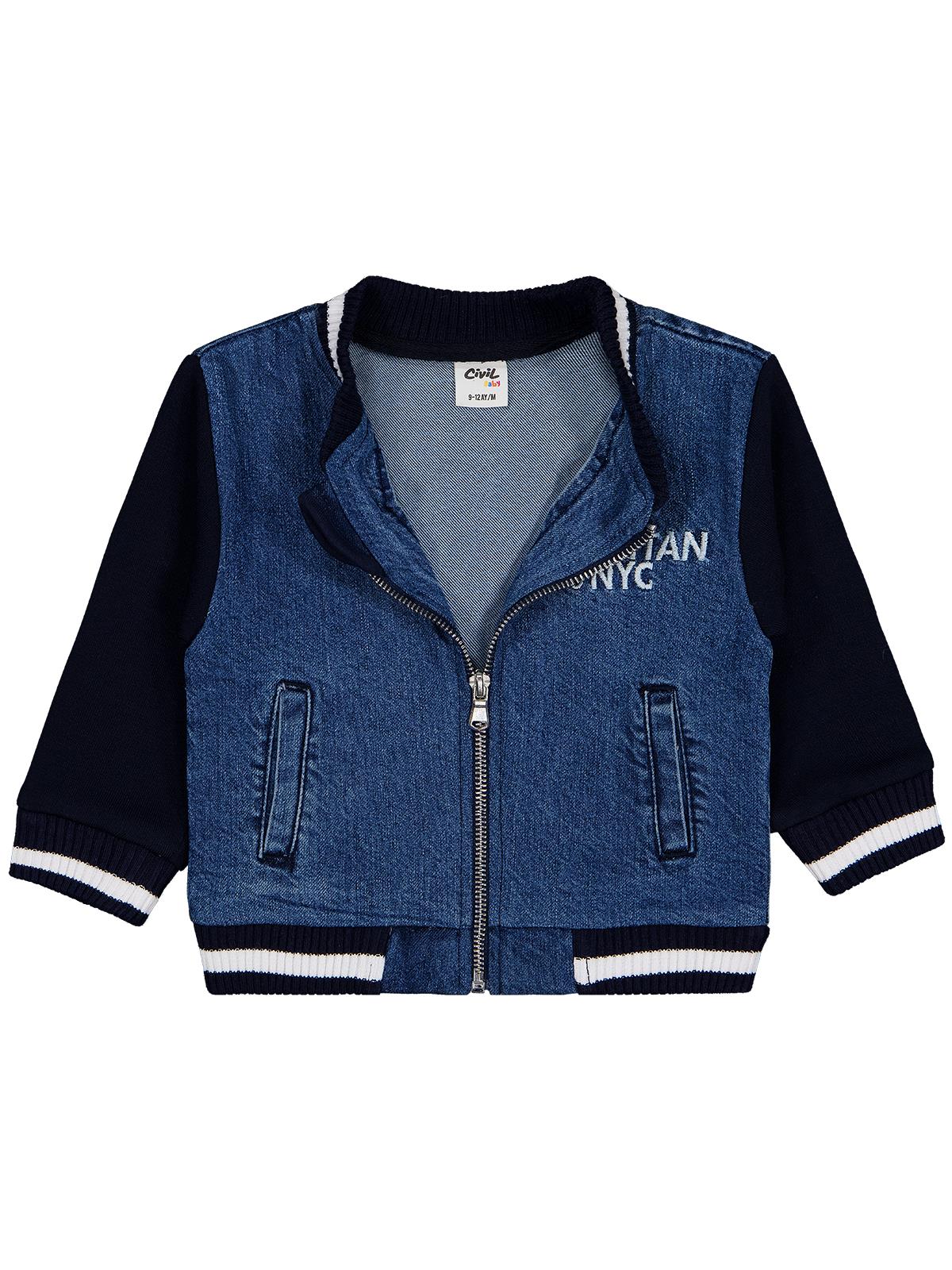 Civil Baby Ayıcık Nakışlı 9-18 Ay Ceket - Mavi