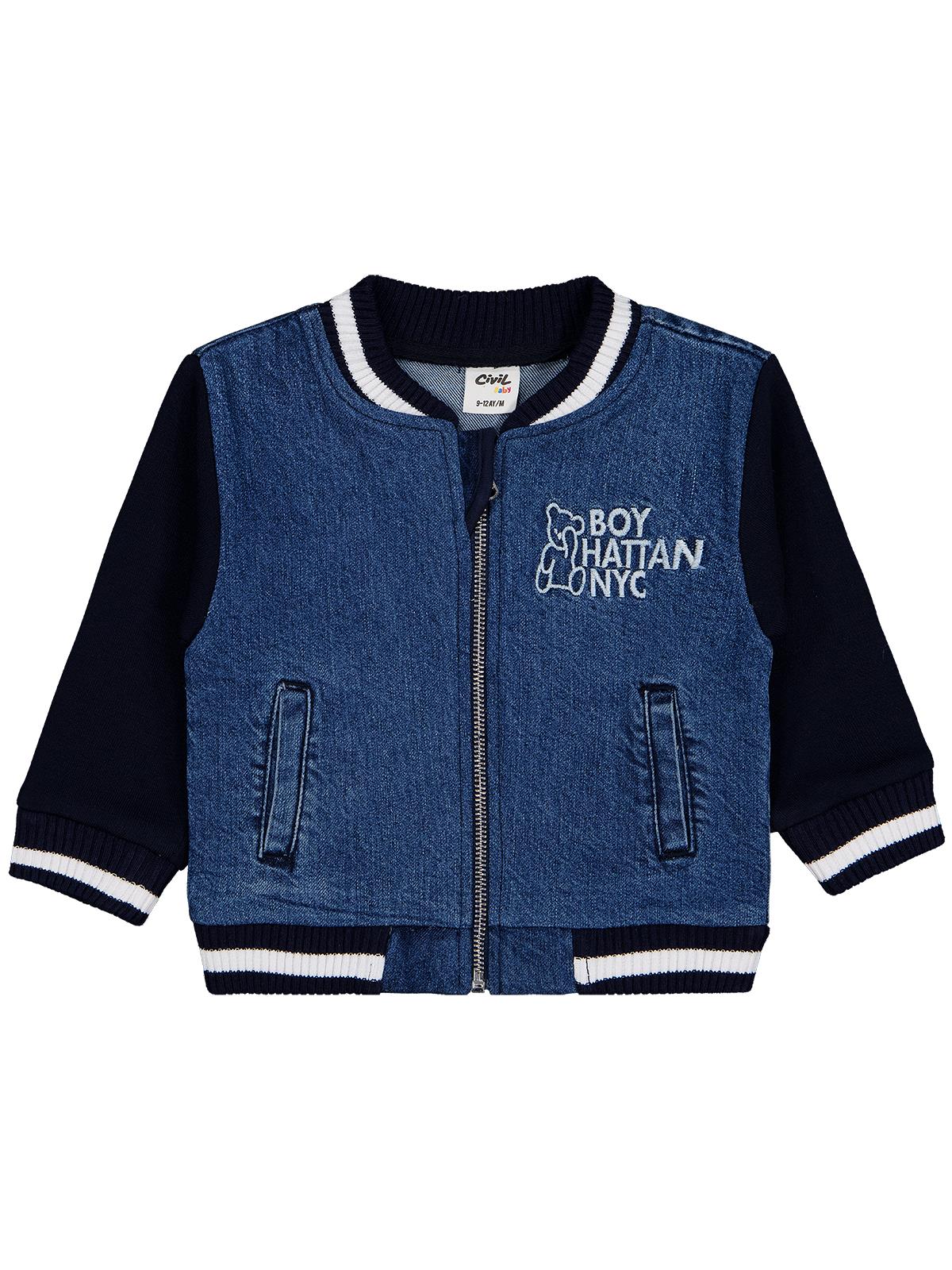 Civil Baby Ayıcık Nakışlı 9-18 Ay Ceket - Mavi