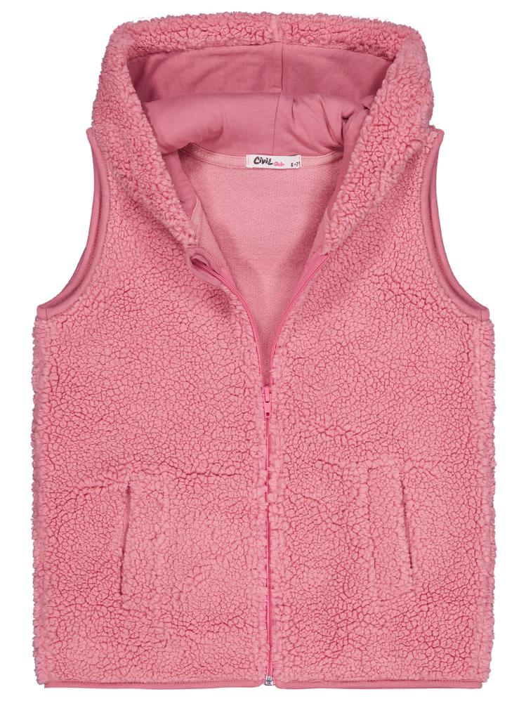 Civil Girls Düz 6-9 Yaş Yelek - Pembe