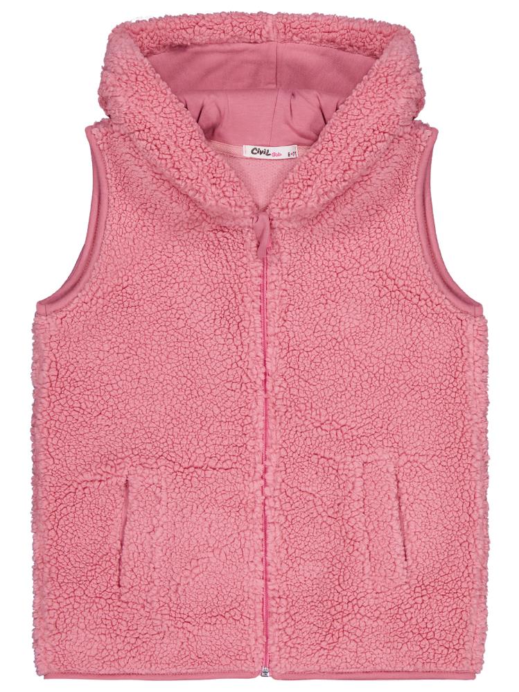 Civil Girls Düz 6-9 Yaş Yelek - Pembe