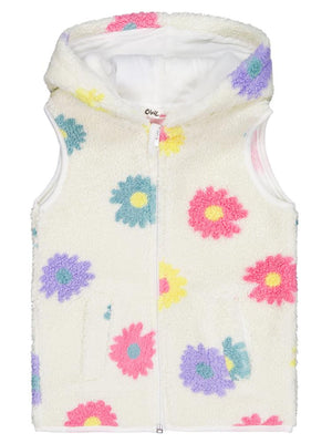 Civil Girls Çiçek Desenli 2-5 Yaş Yelek - Ekru