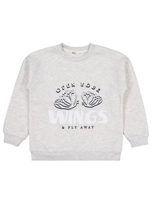 Civil Girls Wings Baskılı 6-9 Yaş Sweatshirt - Gri