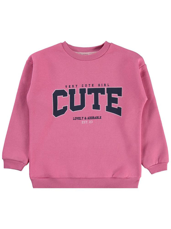 Civil Girls Cute Baskılı 10-13 Yaş Sweatshirt - Pembe