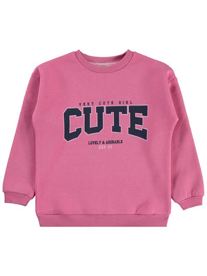 Civil Girls Cute Baskılı 10-13 Yaş Sweatshirt - Pembe